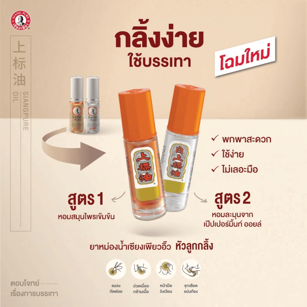 ยาหม่องน้ำ เซียงเพียว สูตร 1 ขนาด 3 ซีซี (ชนิดลูกลิ้ง) จำนวน 24 ชิ้น